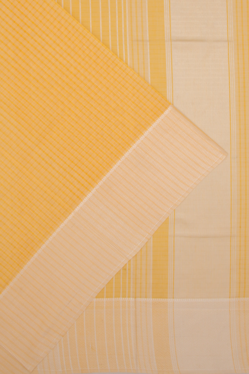 Maheswari Cotton Checks Mustard Yellow Saree