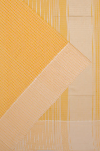 Maheswari Cotton Checks Mustard Yellow Saree