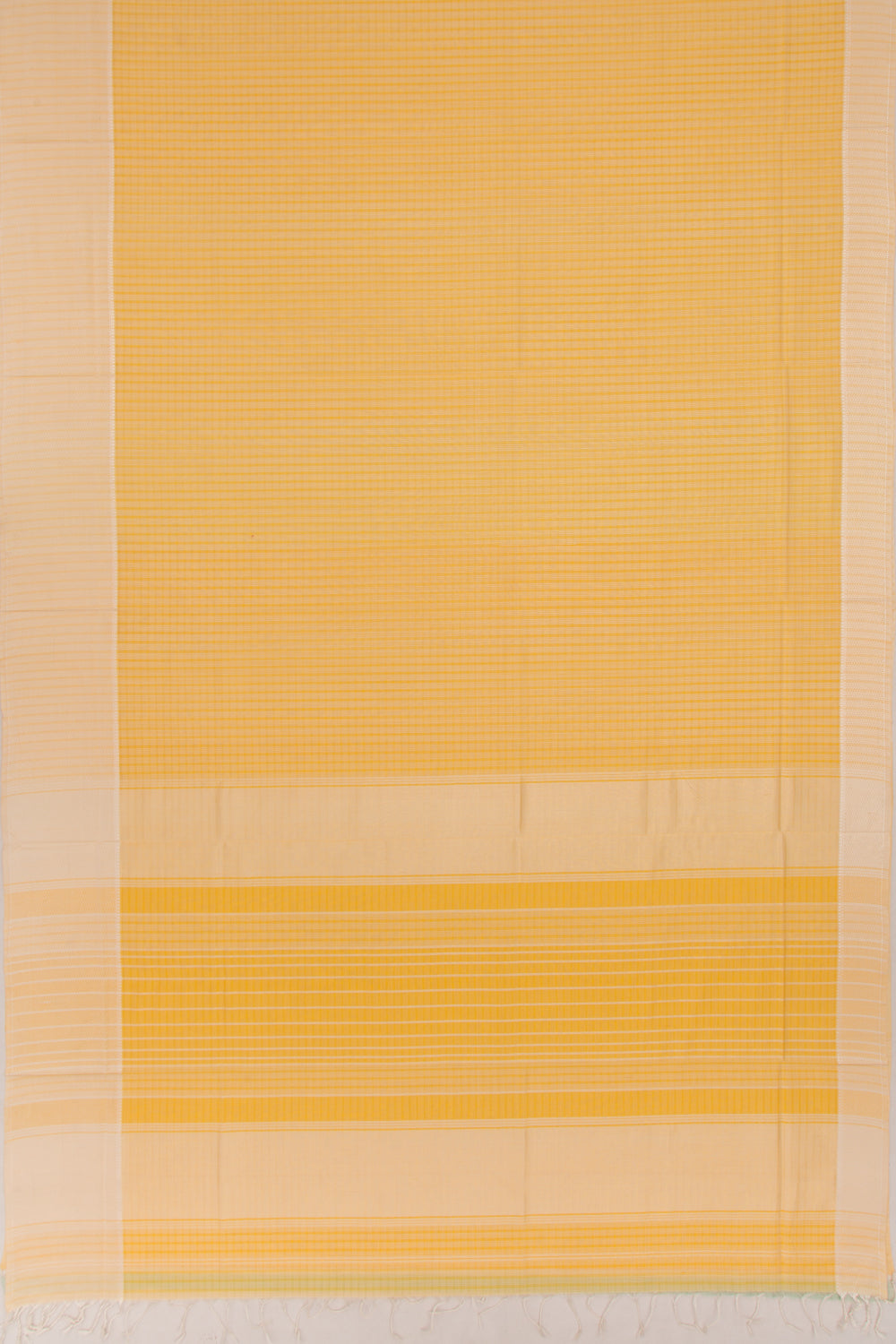 Maheswari Cotton Checks Mustard Yellow Saree