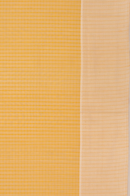 Maheswari Cotton Checks Mustard Yellow Saree