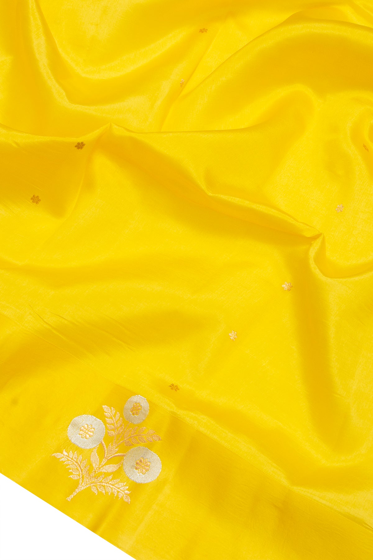 Banarasi Katan Silk Butta Lemon Yellow Saree With Satin Border