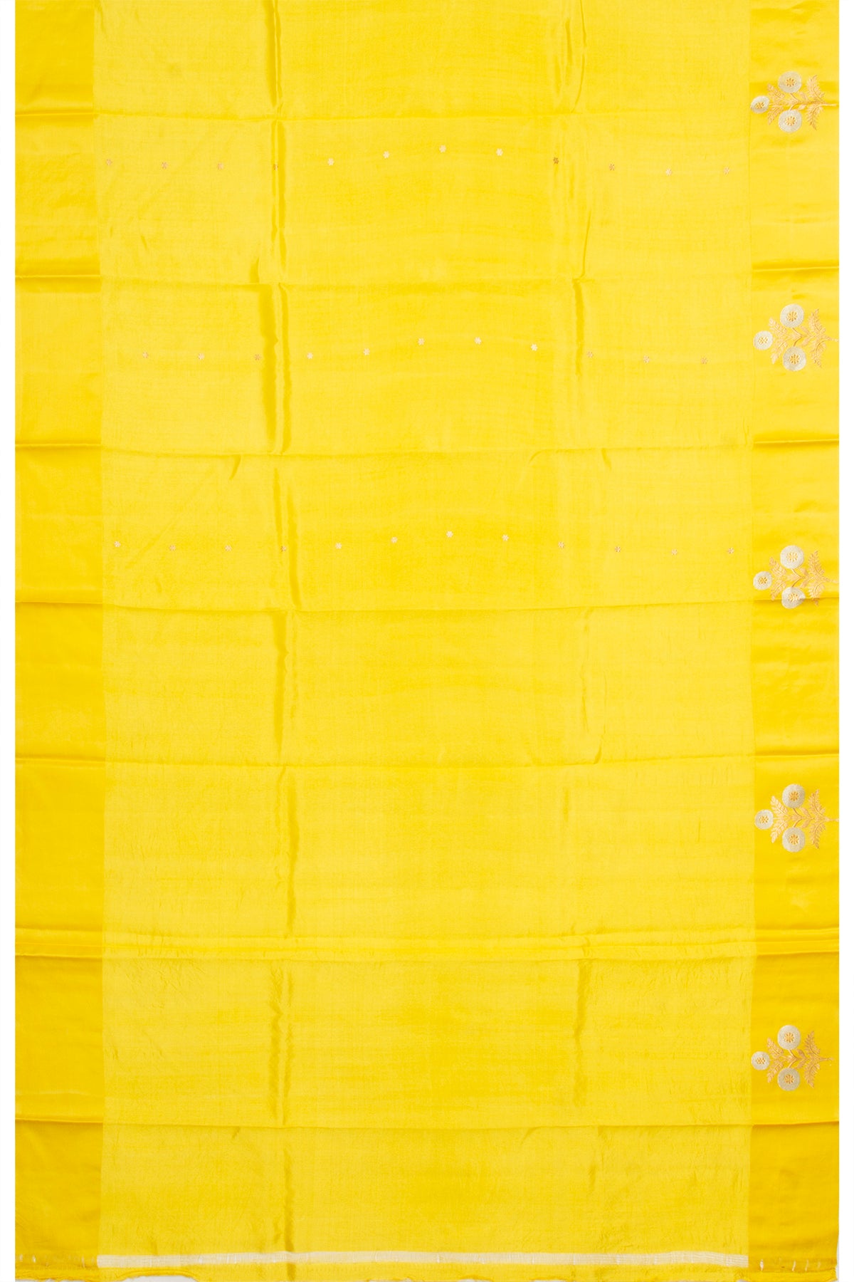 Banarasi Katan Silk Butta Lemon Yellow Saree With Satin Border