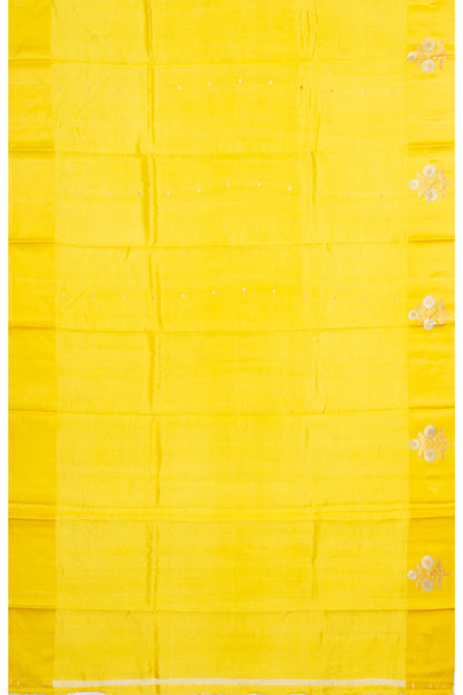 Banarasi Katan Silk Butta Lemon Yellow Saree With Satin Border