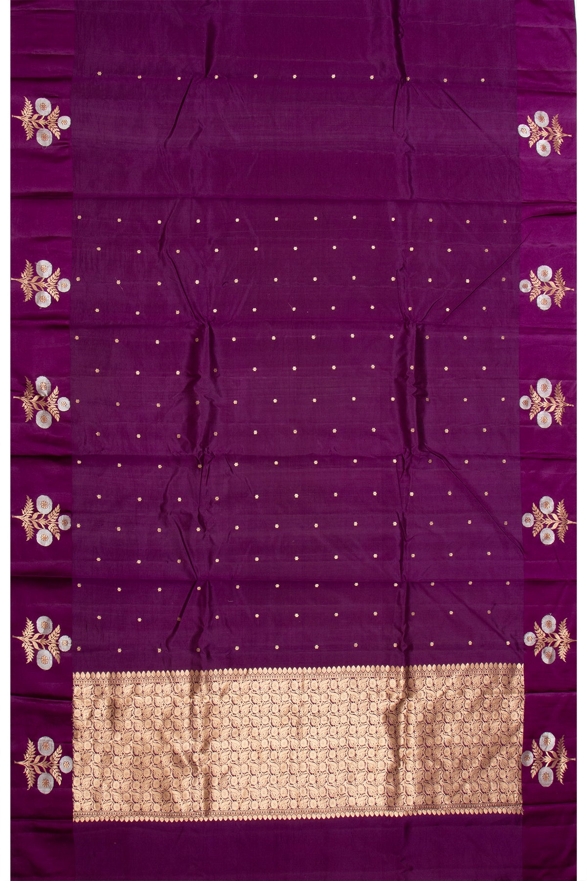 Banarasi Katan Silk Butta Purple Saree With Satin Border