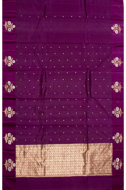 Banarasi Katan Silk Butta Purple Saree With Satin Border
