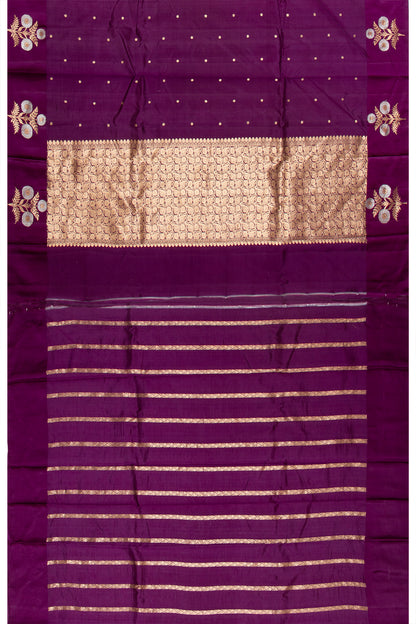 Banarasi Katan Silk Butta Purple Saree With Satin Border