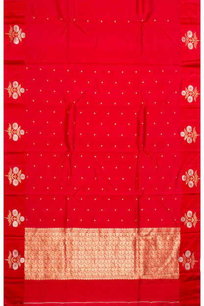 Banarasi Katan Silk Butta Red Saree With Satin Border