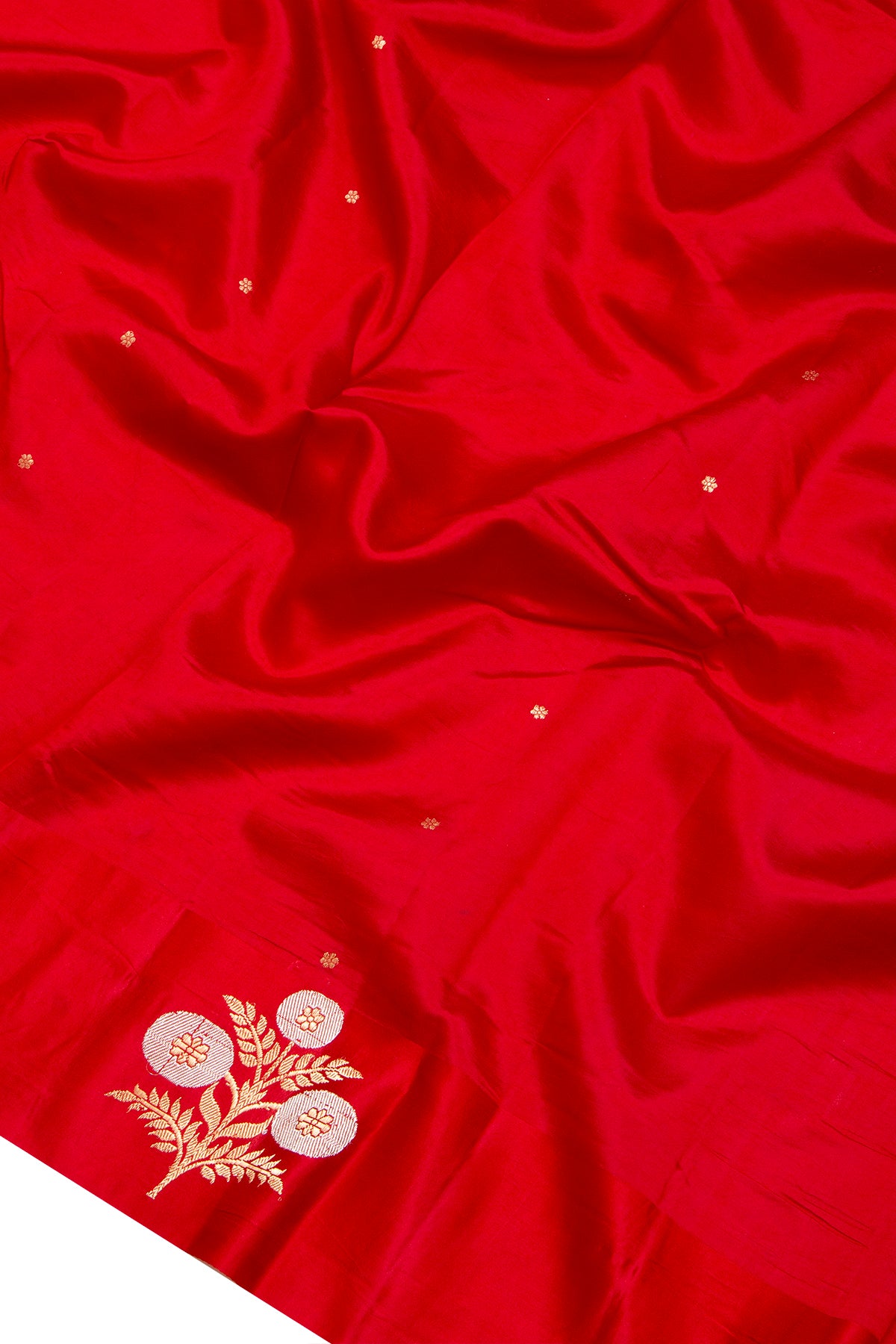 Banarasi Katan Silk Butta Red Saree With Satin Border