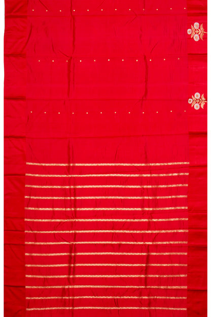Banarasi Katan Silk Butta Red Saree With Satin Border