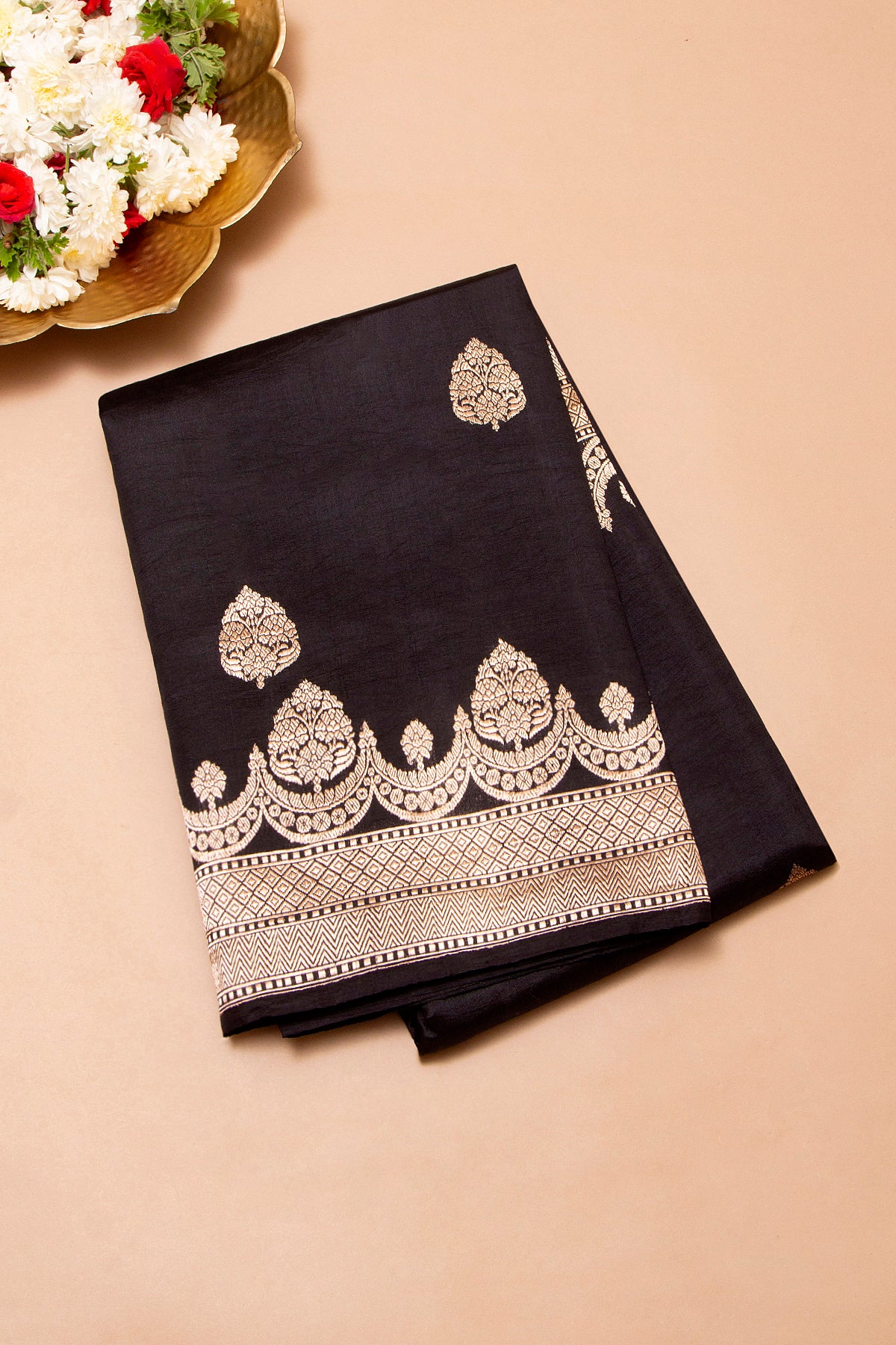 Banarasi Tussar Butta Black Saree