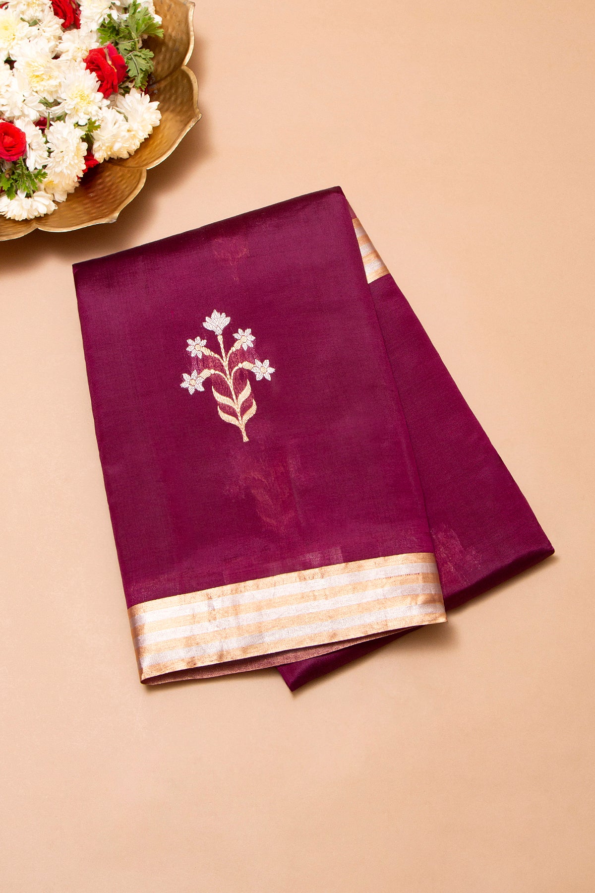 Banarasi Silk Butta Purple Saree