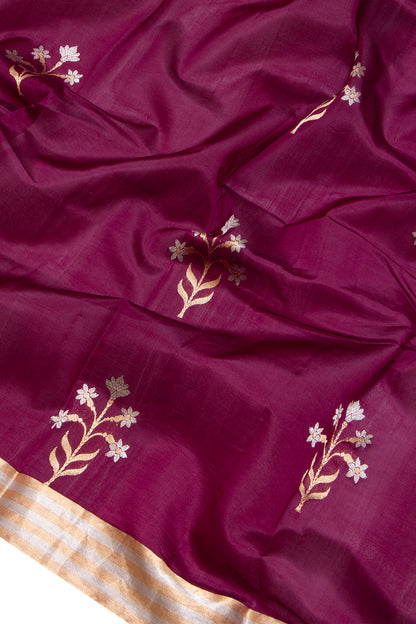 Banarasi Silk Butta Purple Saree
