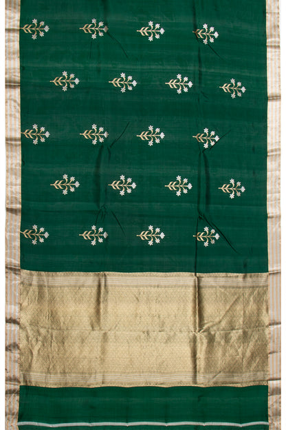 Banarasi Silk Butta Bottle Green Saree