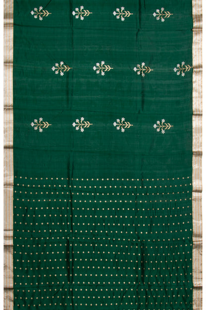 Banarasi Silk Butta Bottle Green Saree