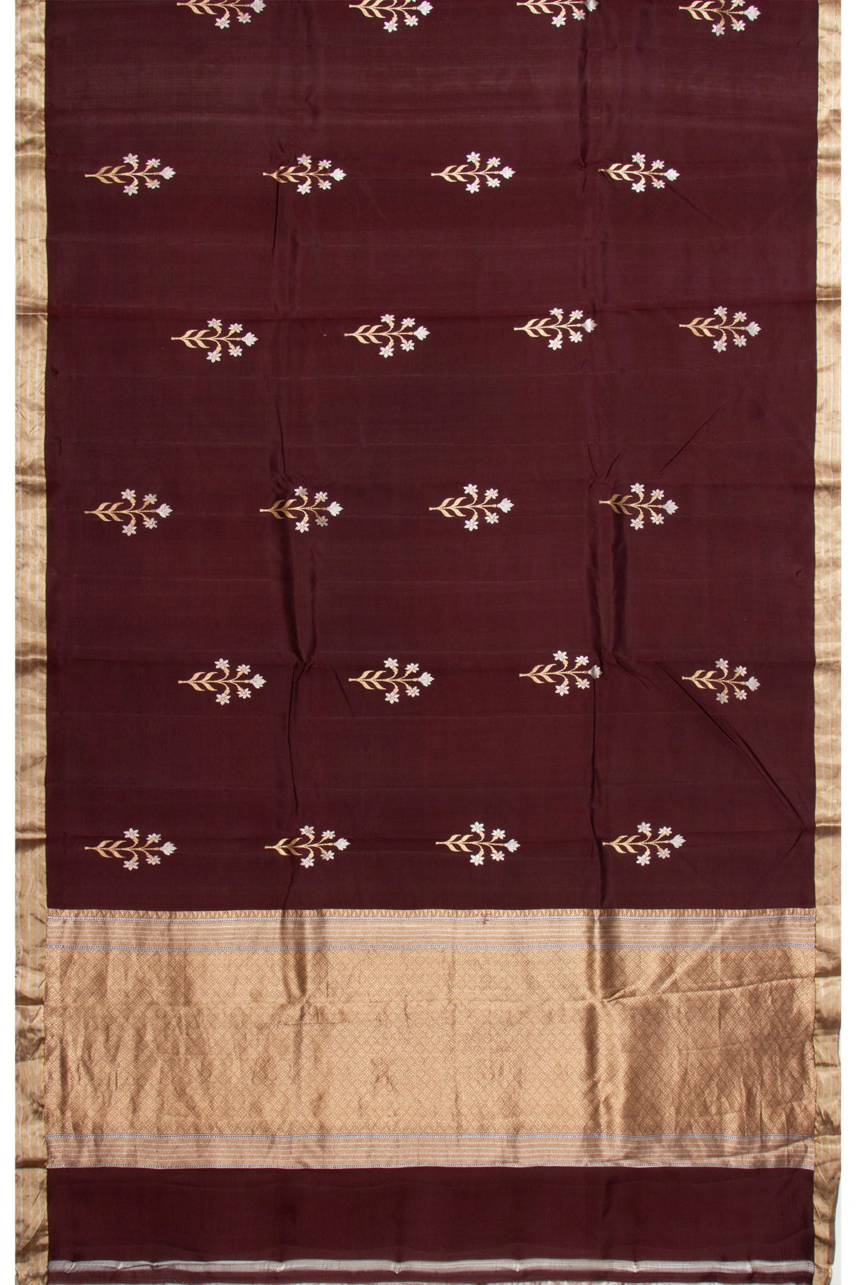 Banarasi Silk Butta Bottle Brown Saree