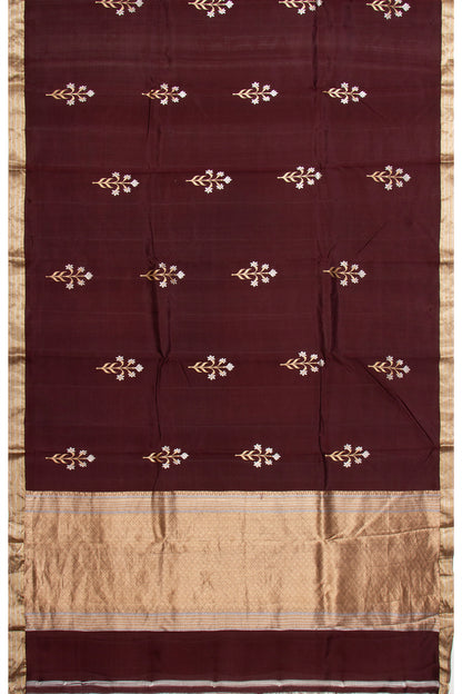 Banarasi Silk Butta Bottle Brown Saree