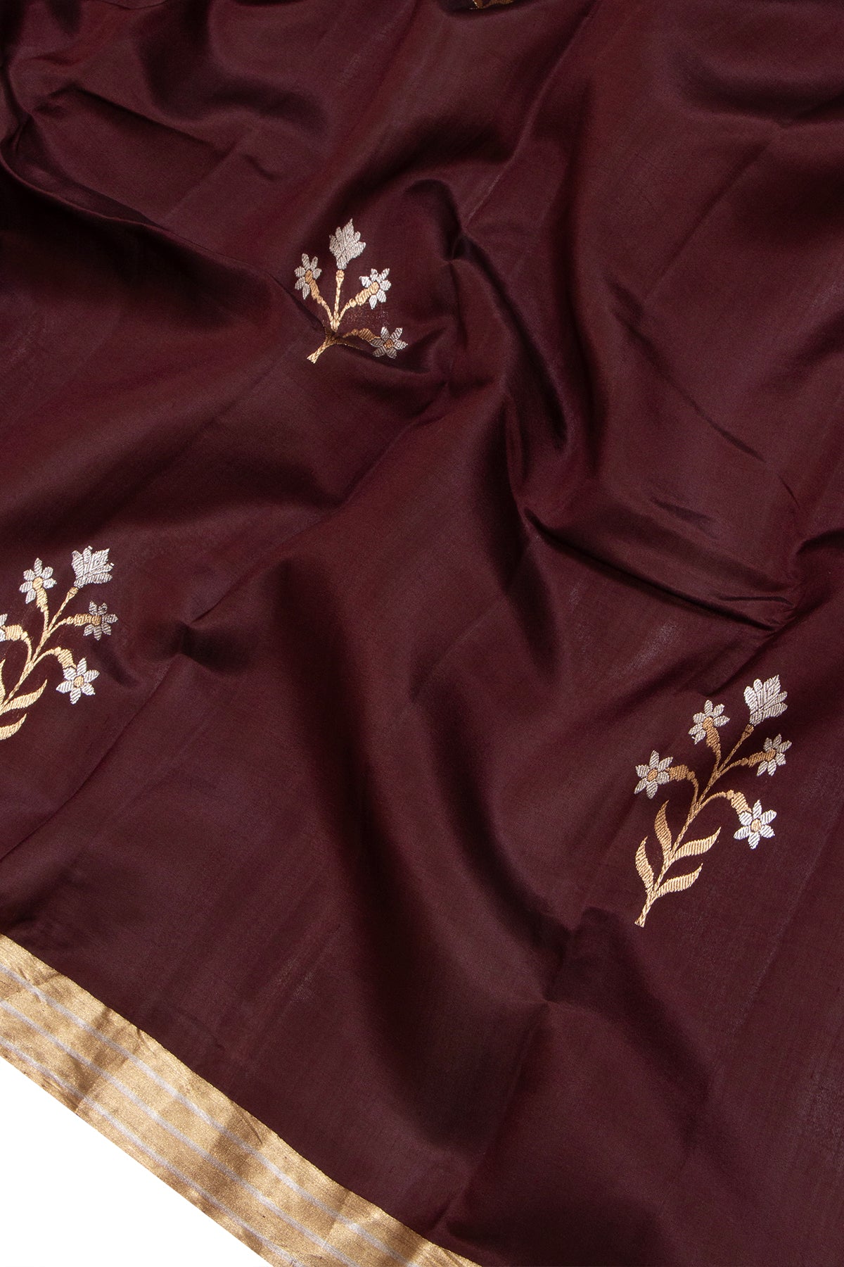 Banarasi Silk Butta Bottle Brown Saree