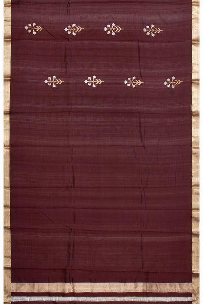 Banarasi Silk Butta Bottle Brown Saree