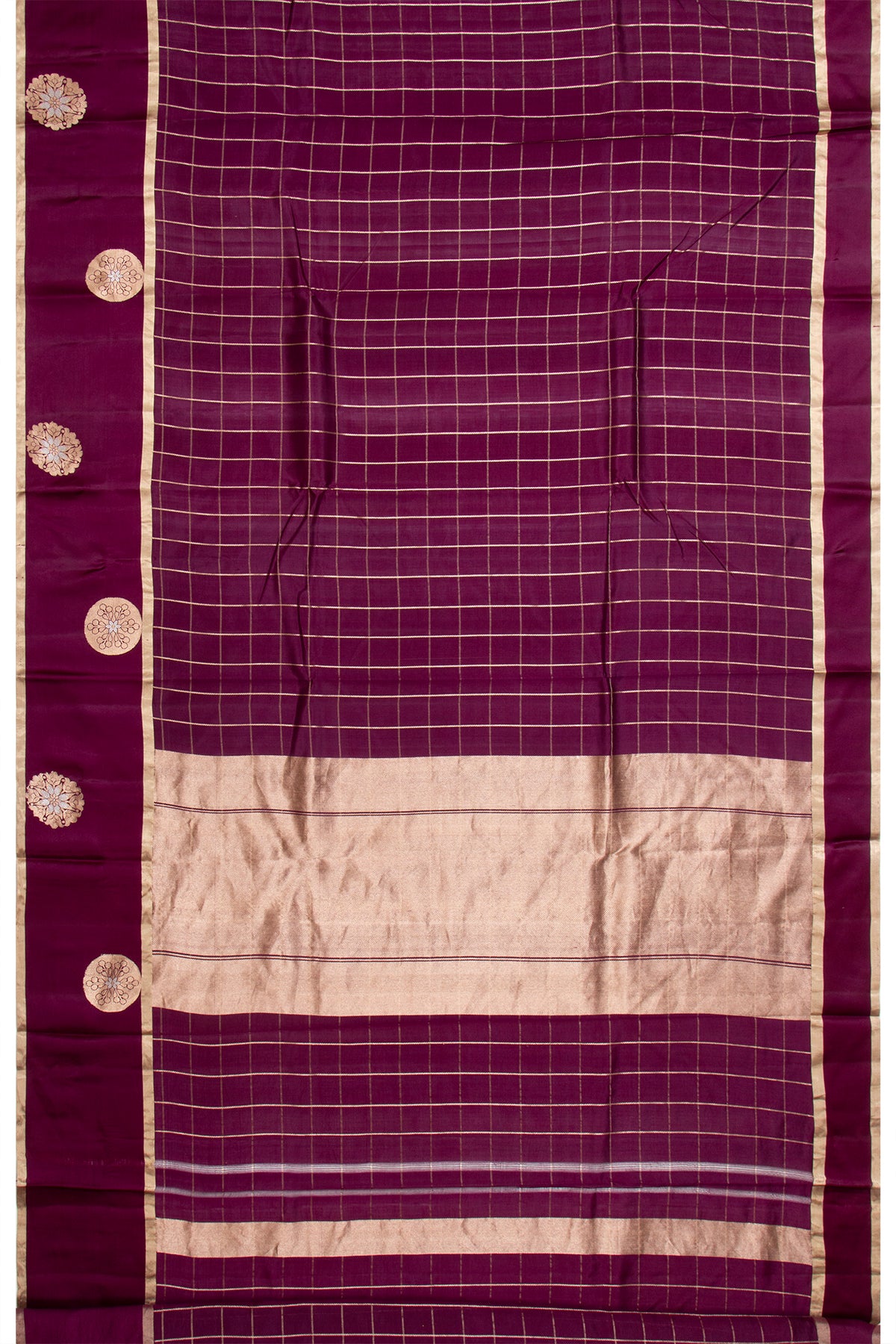 Banarasi Katan Silk Checks Purple Saree
