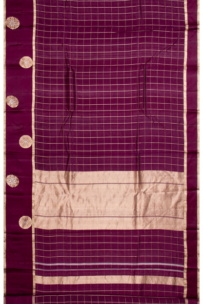 Banarasi Katan Silk Checks Purple Saree