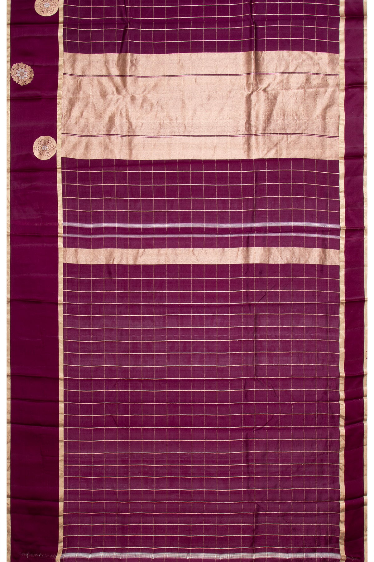 Banarasi Katan Silk Checks Purple Saree