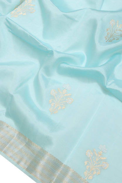 Banarasi Katan Silk Butta Sky Blue Saree