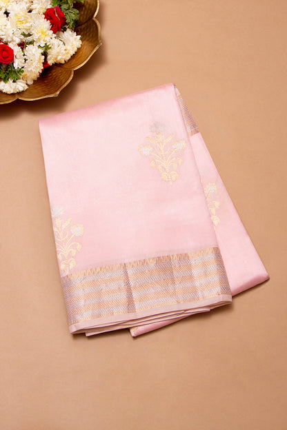 Banarasi Katan Silk Butta Pastel Pink Saree