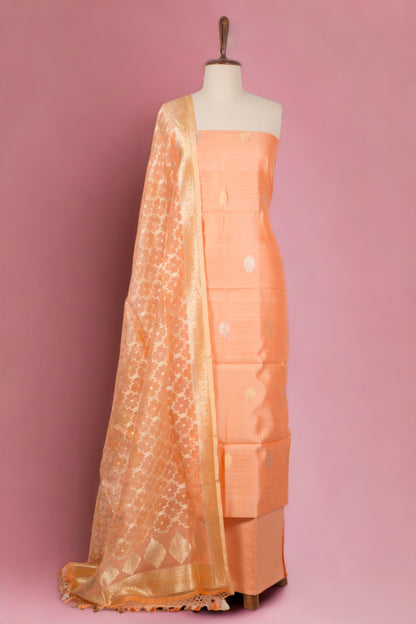 Chanderi Silk Orange Salwar Suit Set