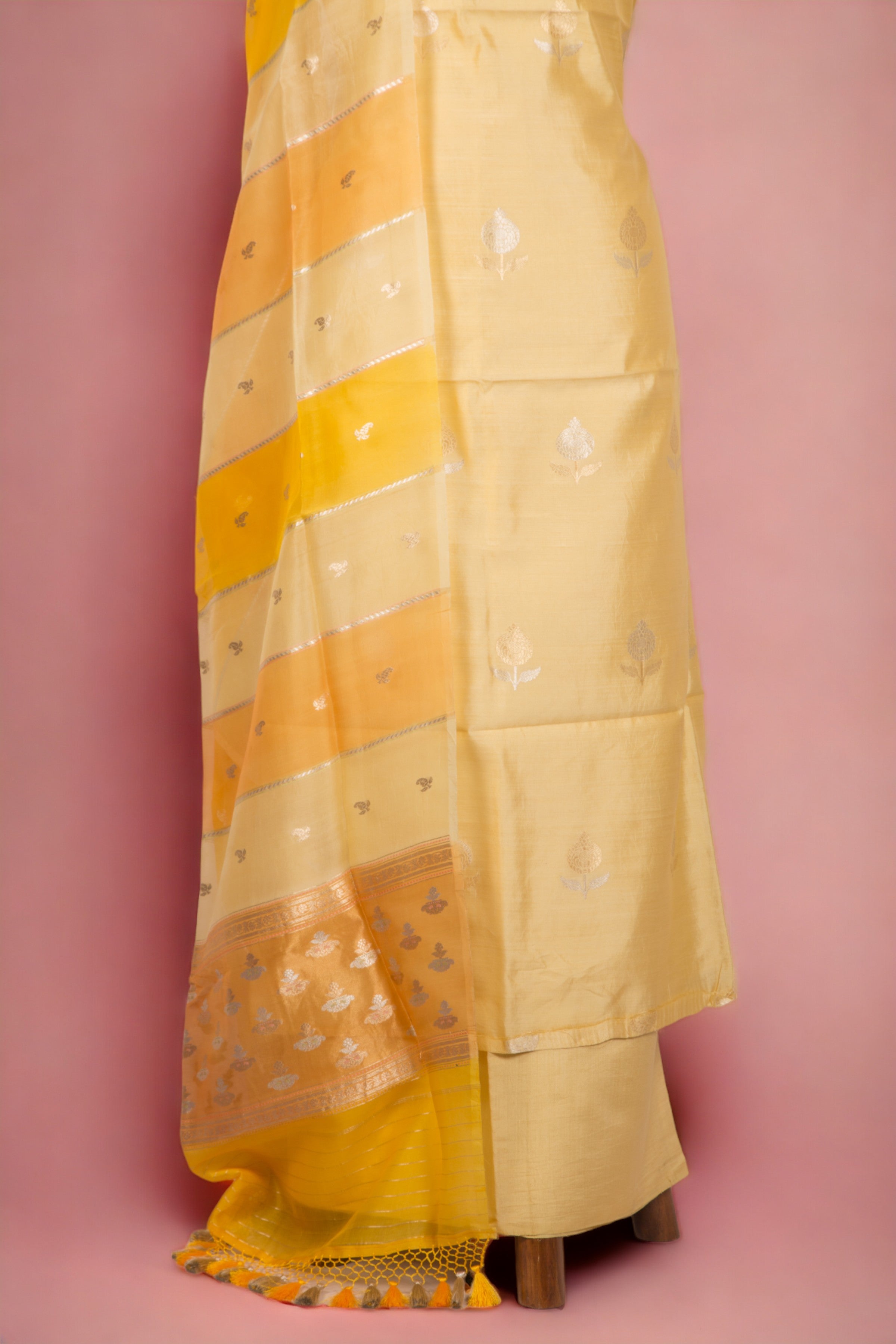 Chanderi Silk Pastel Yellow Salwar Suit Set