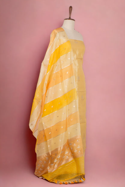 Chanderi Silk Pastel Yellow Salwar Suit Set