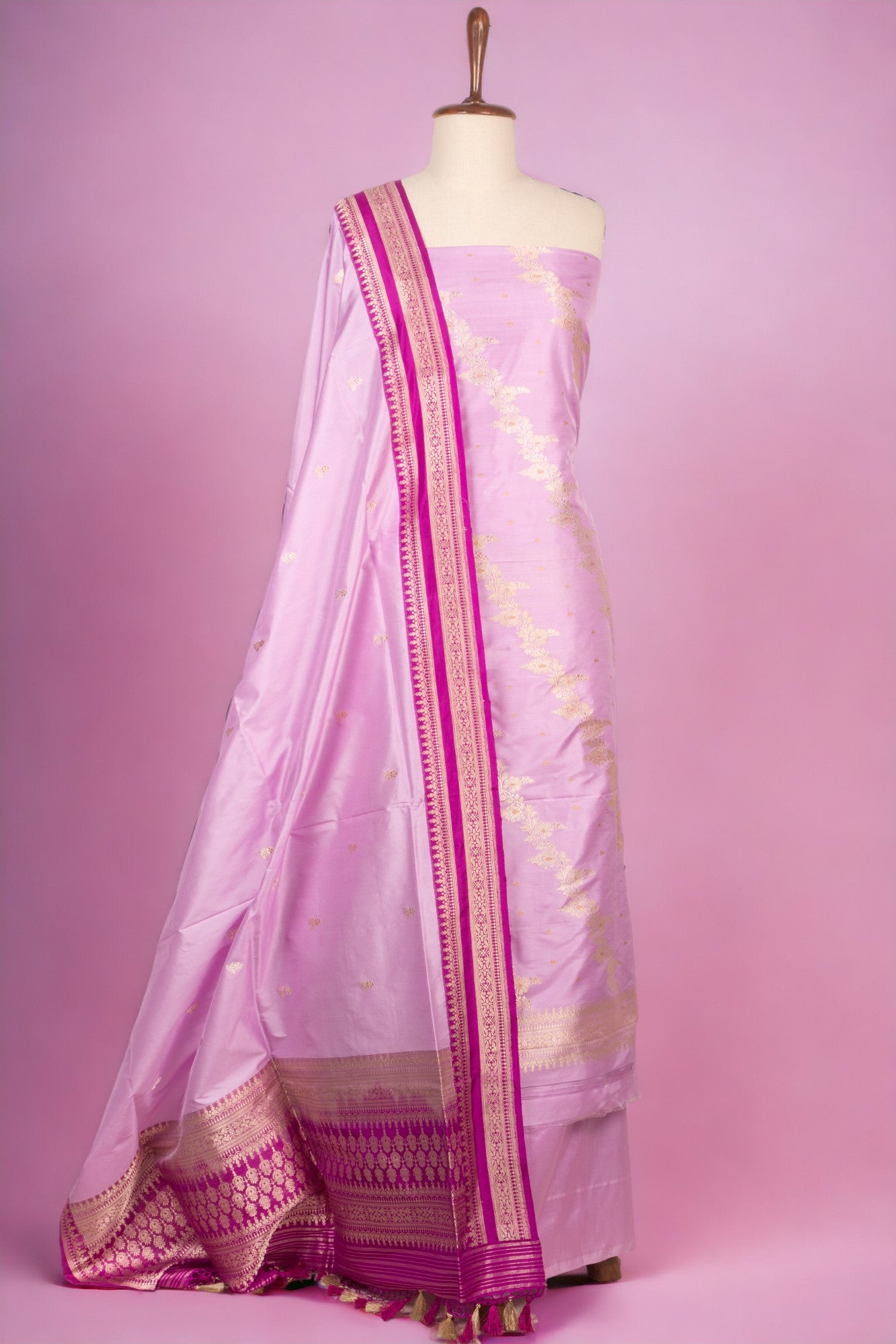 Banarasi Silk Jaal Lavender Salwar Suit Set