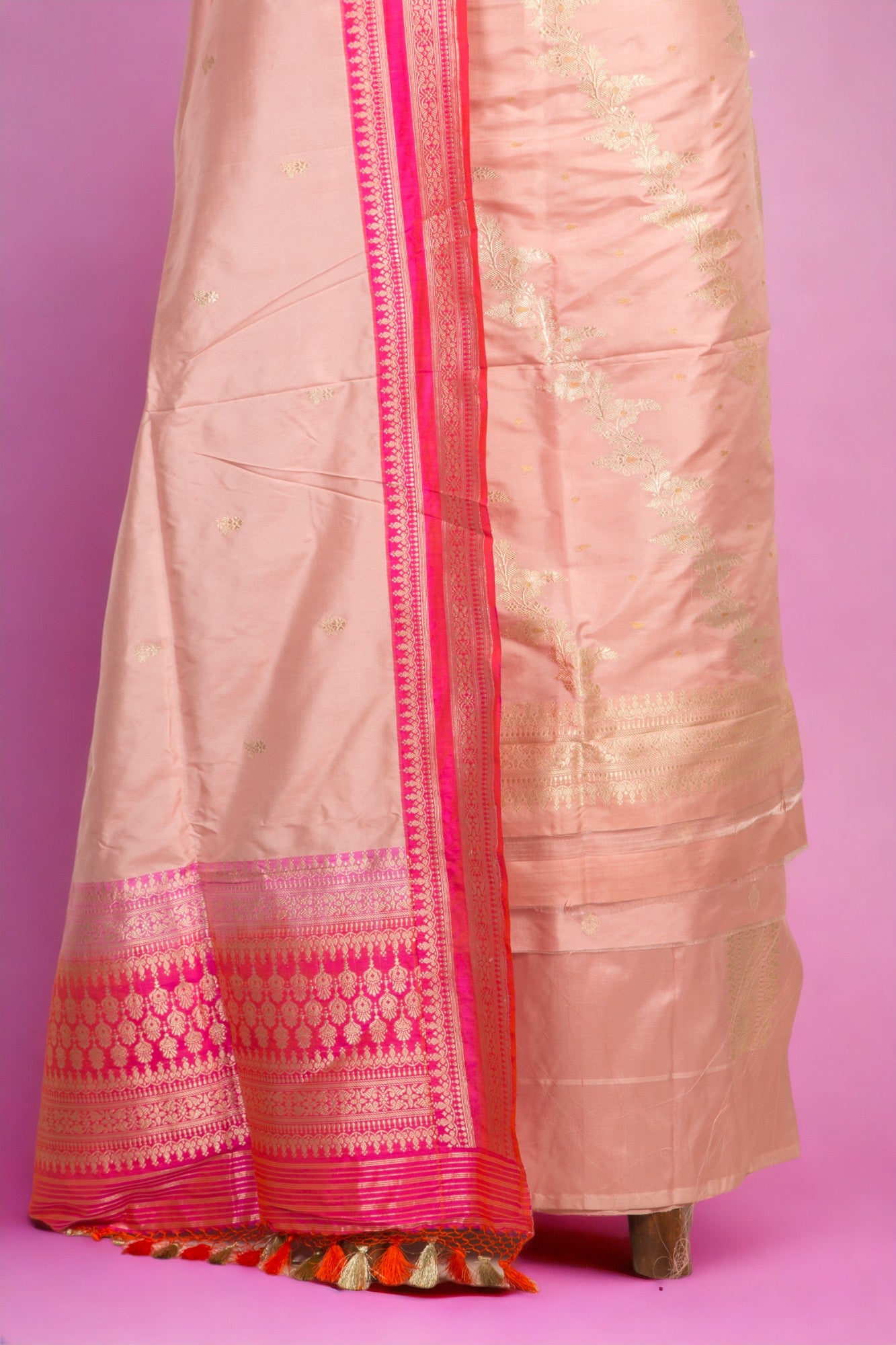 Banarasi Silk Jaal Peach Salwar Suit Set