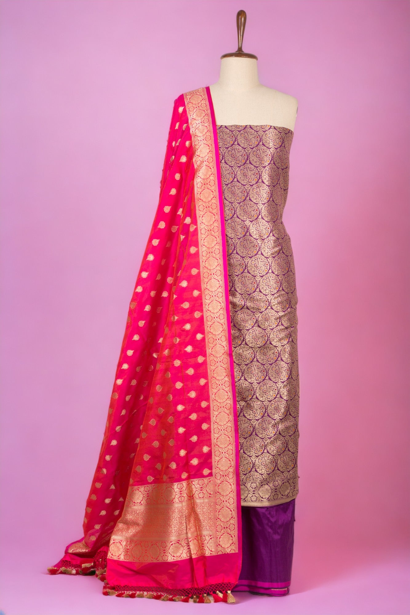 Banarasi Silk Brocade Purple Salwar Suit Set