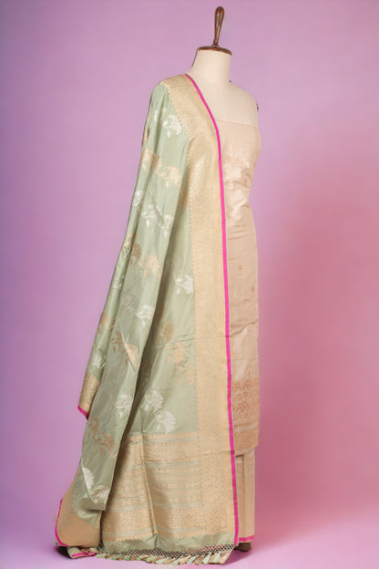 Banarasi Silk Butta Cream Salwar Suit Set