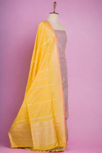 Banarasi Silk Butta Lilac Salwar Suit Set