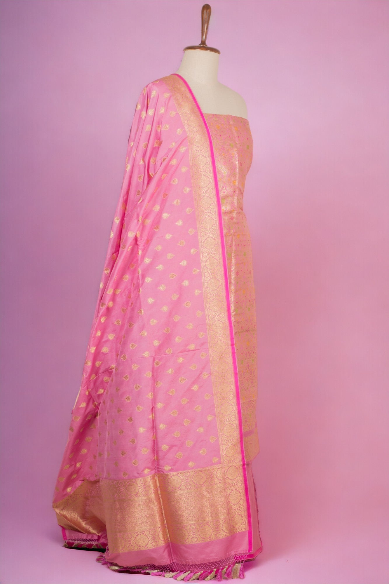 Banarasi Silk Brocade Pink Salwar Suit Set