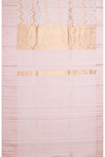 Banarasi Katan Silk Zig Zag Lines Pastel Pink Saree With Satin Border