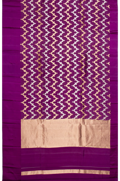 Banarasi Katan Silk Zig Zag Lines Purple Saree With Satin Border