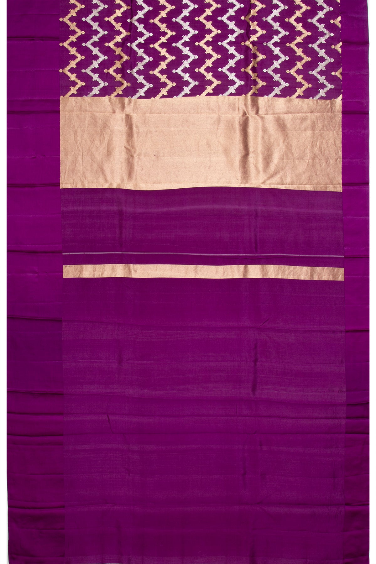 Banarasi Katan Silk Zig Zag Lines Purple Saree With Satin Border