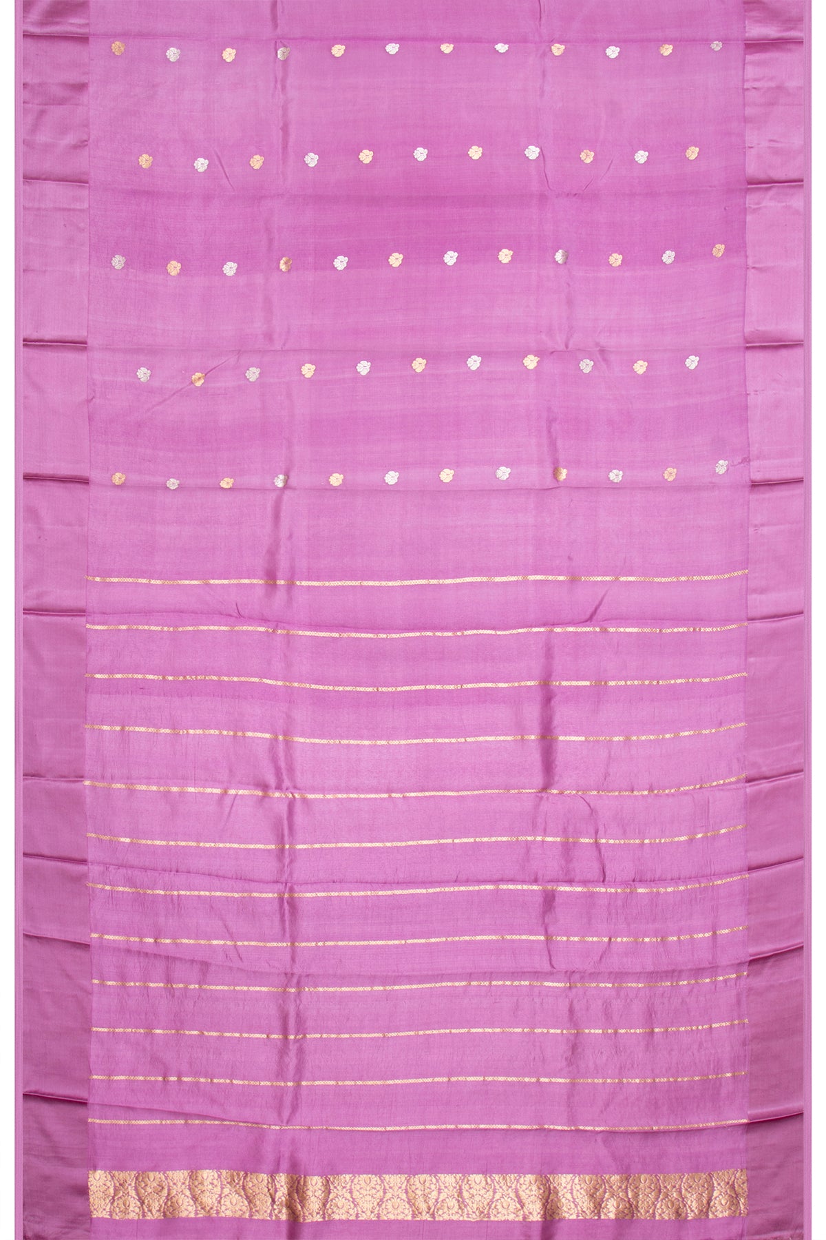Banarasi Katan Silk Zig Zag Lines Lavender Saree With Satin Border
