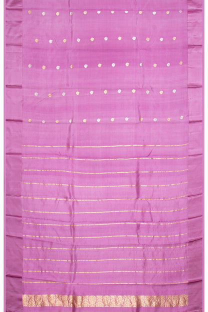 Banarasi Katan Silk Zig Zag Lines Lavender Saree With Satin Border