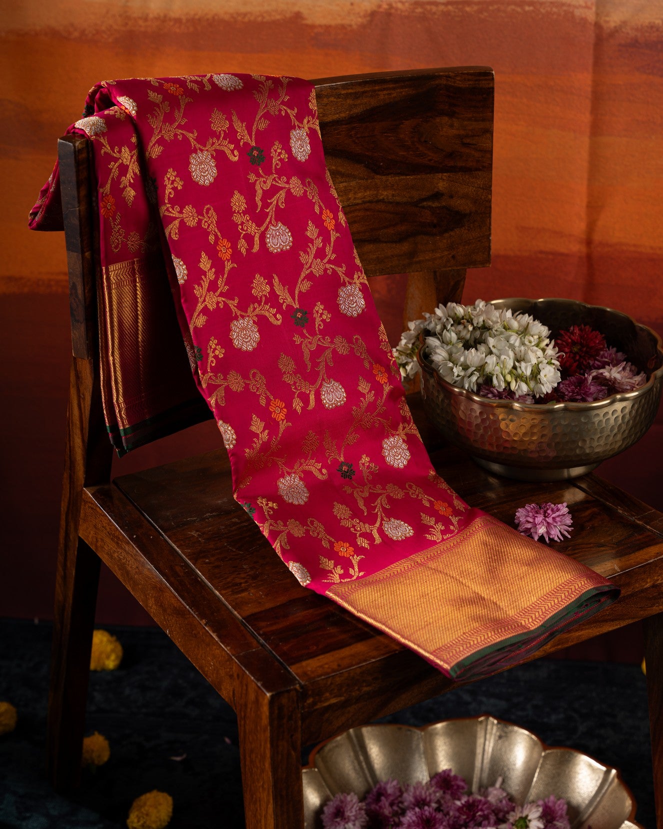 Kanchipuram Silk Jaal Pink Saree
