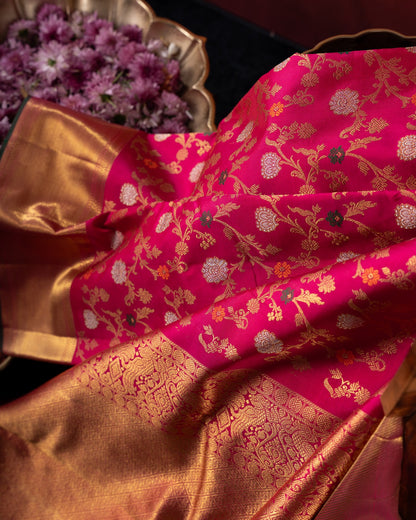 Kanchipuram Silk Jaal Pink Saree