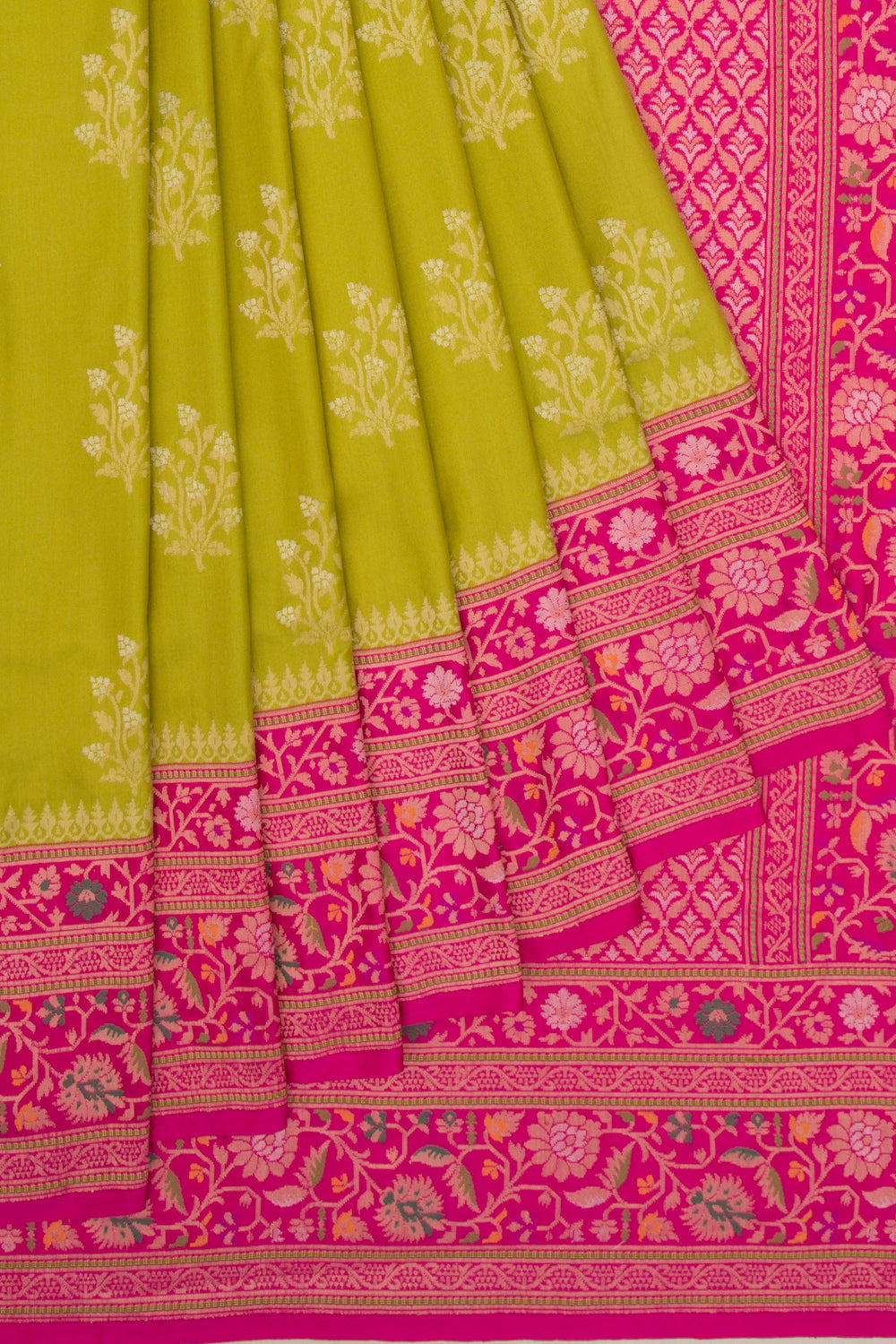 Banarasi Silk Butta Parrot Green Saree