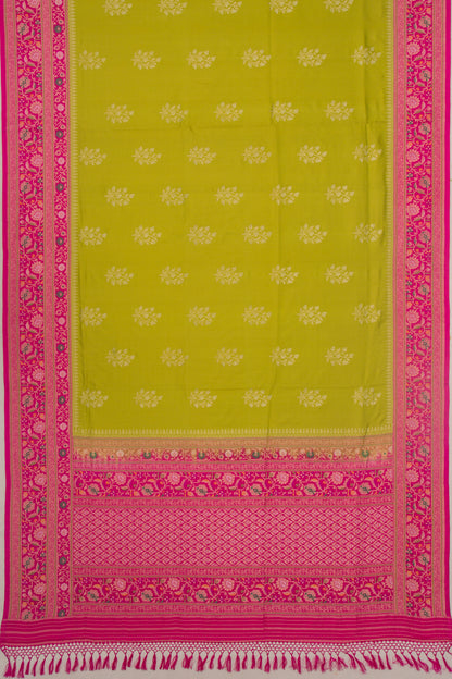 Banarasi Silk Butta Parrot Green Saree