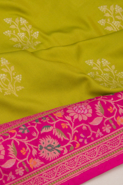 Banarasi Silk Butta Parrot Green Saree