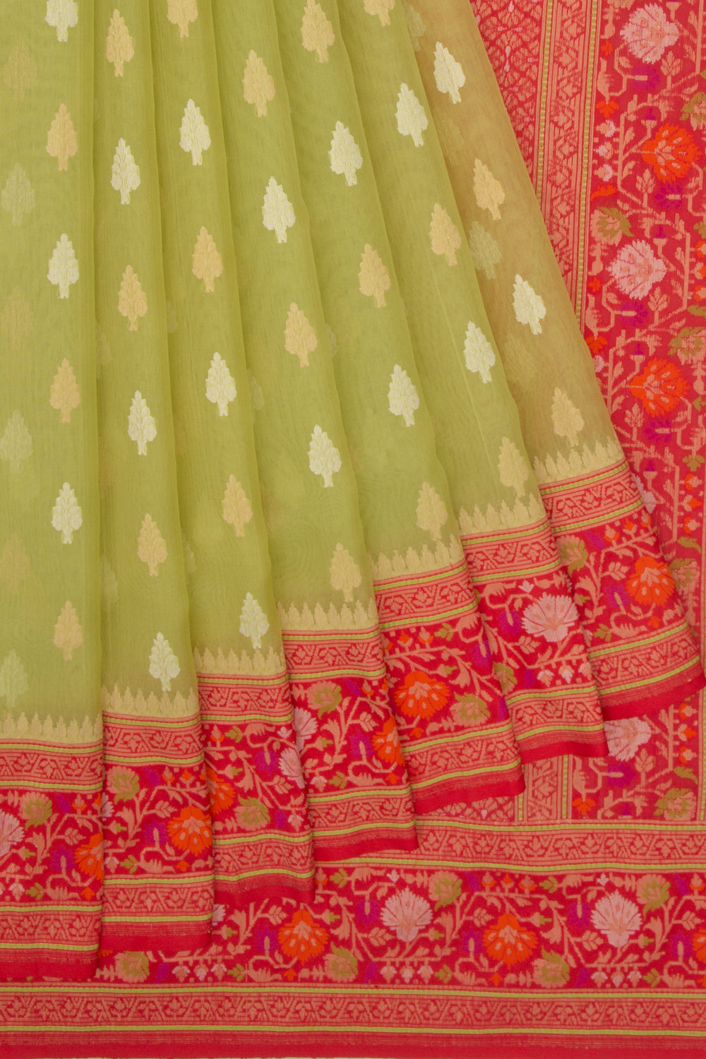 Banarasi Kora Organza Butta Grey Saree