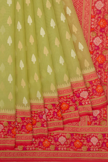 Banarasi Kora Organza Butta Grey Saree
