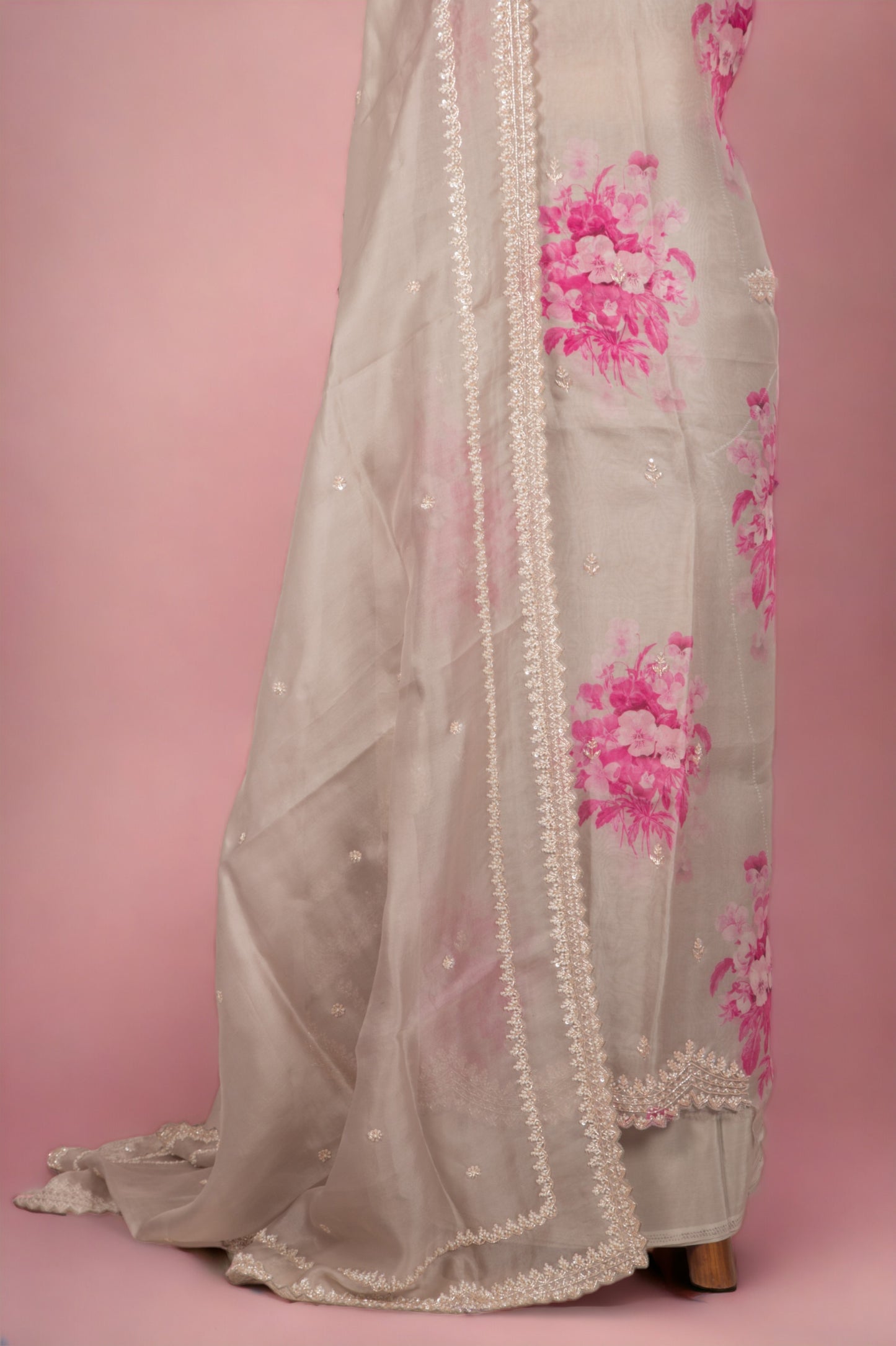 Organza Pastel Grey Salwar Suit Set