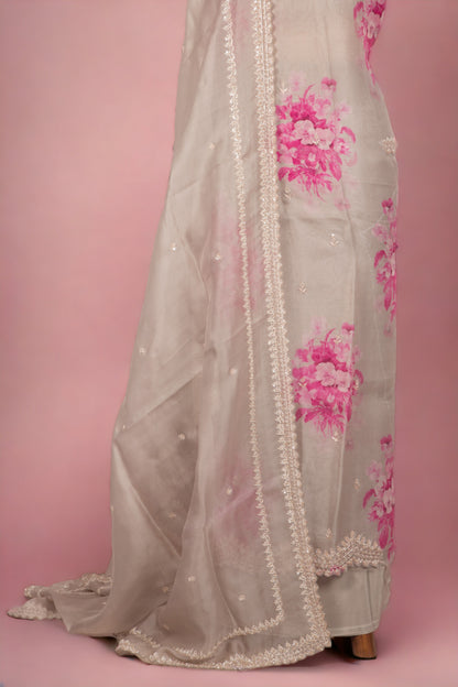 Organza Pastel Grey Salwar Suit Set